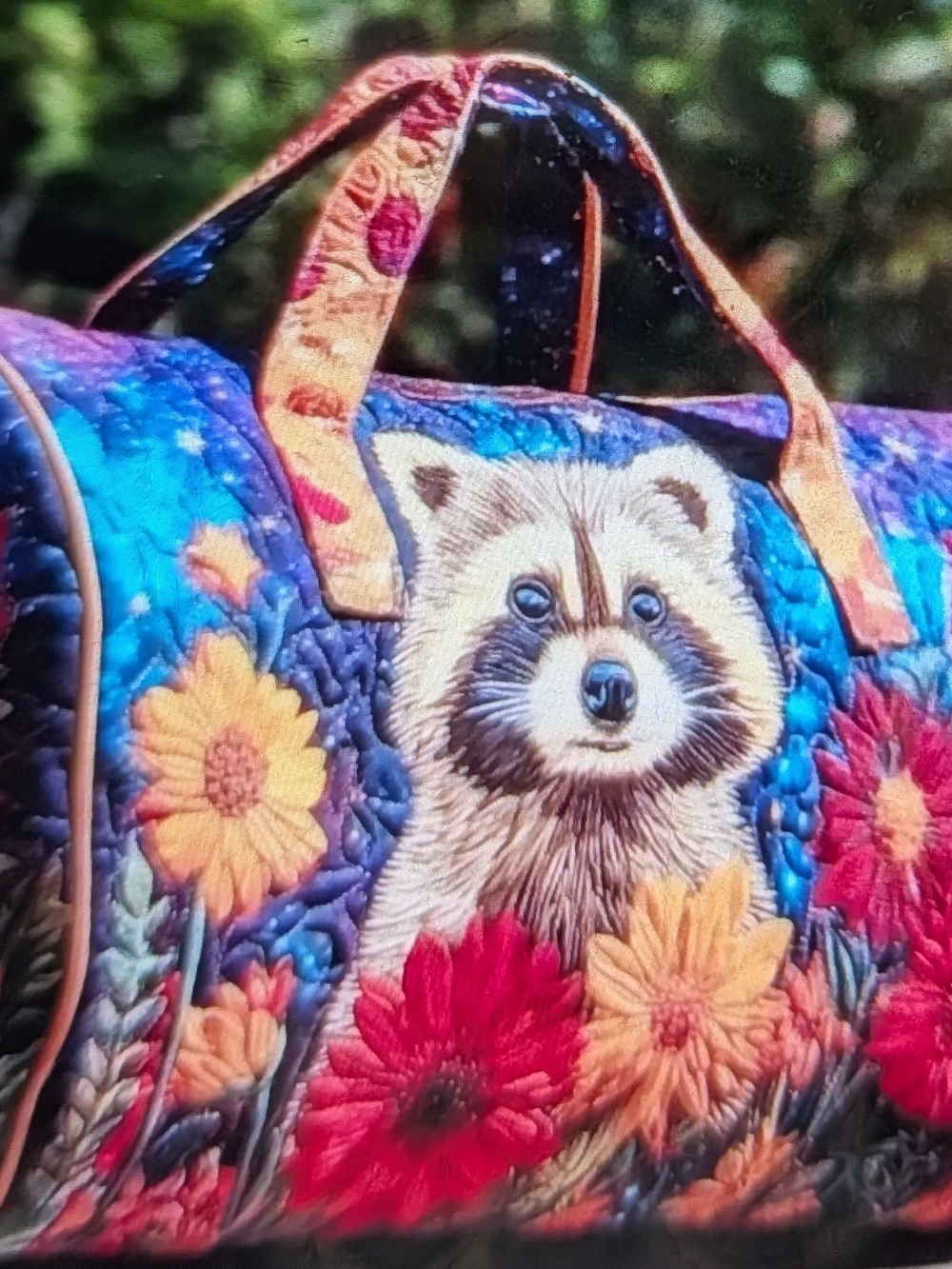 Raccoon Lover's Duffle/ Gym Bag Multicolor Adorable Critter